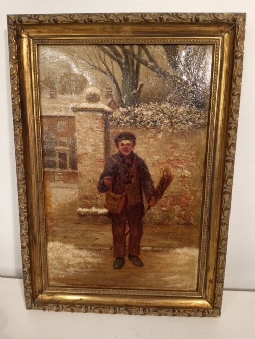 Victorian Oil Painting 'The Chimney Sweeper'