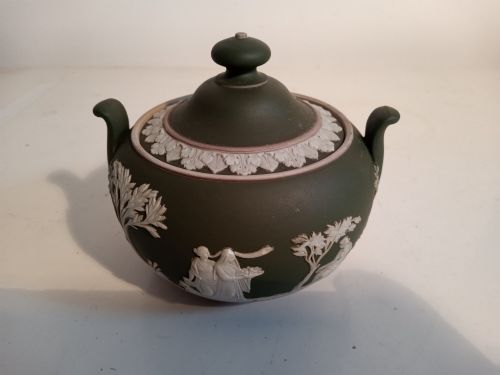 LATE 1800'S WEDGWOOD OLIVE GREEN BACHELOR TEASET - ADDITIONAL PHOTO 6