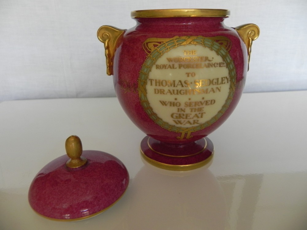 Royal Worcester 1919 WWI commemorative Urn Vase View II