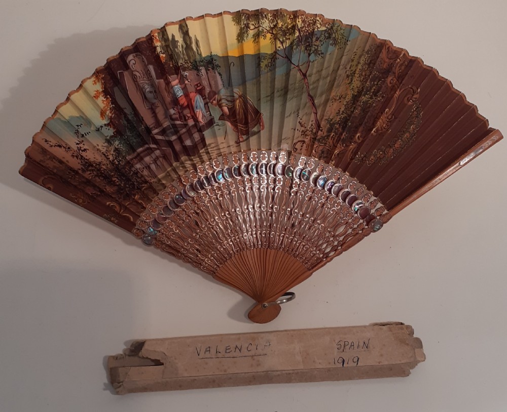 Hand painted Fan with Mother of Pearl, 1919