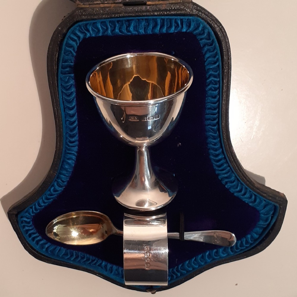 Silver Christening Set with gilding inside