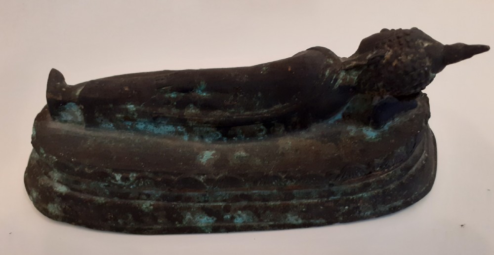 Late 19th century Thai reclining Bronze Buddha View II