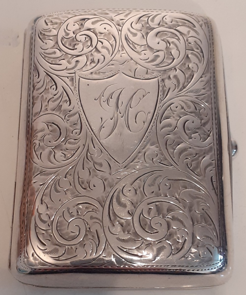 Silver Cigarette Case, Hallmarked Birmingham 1915 View II