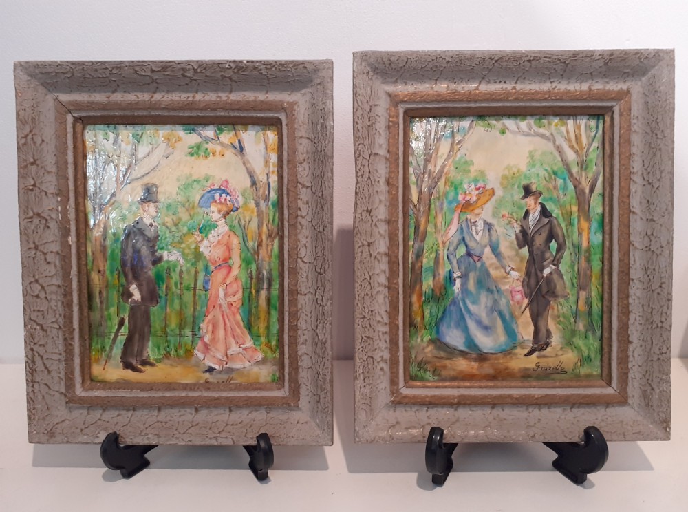 Pair of Enamel Paintings on Copper