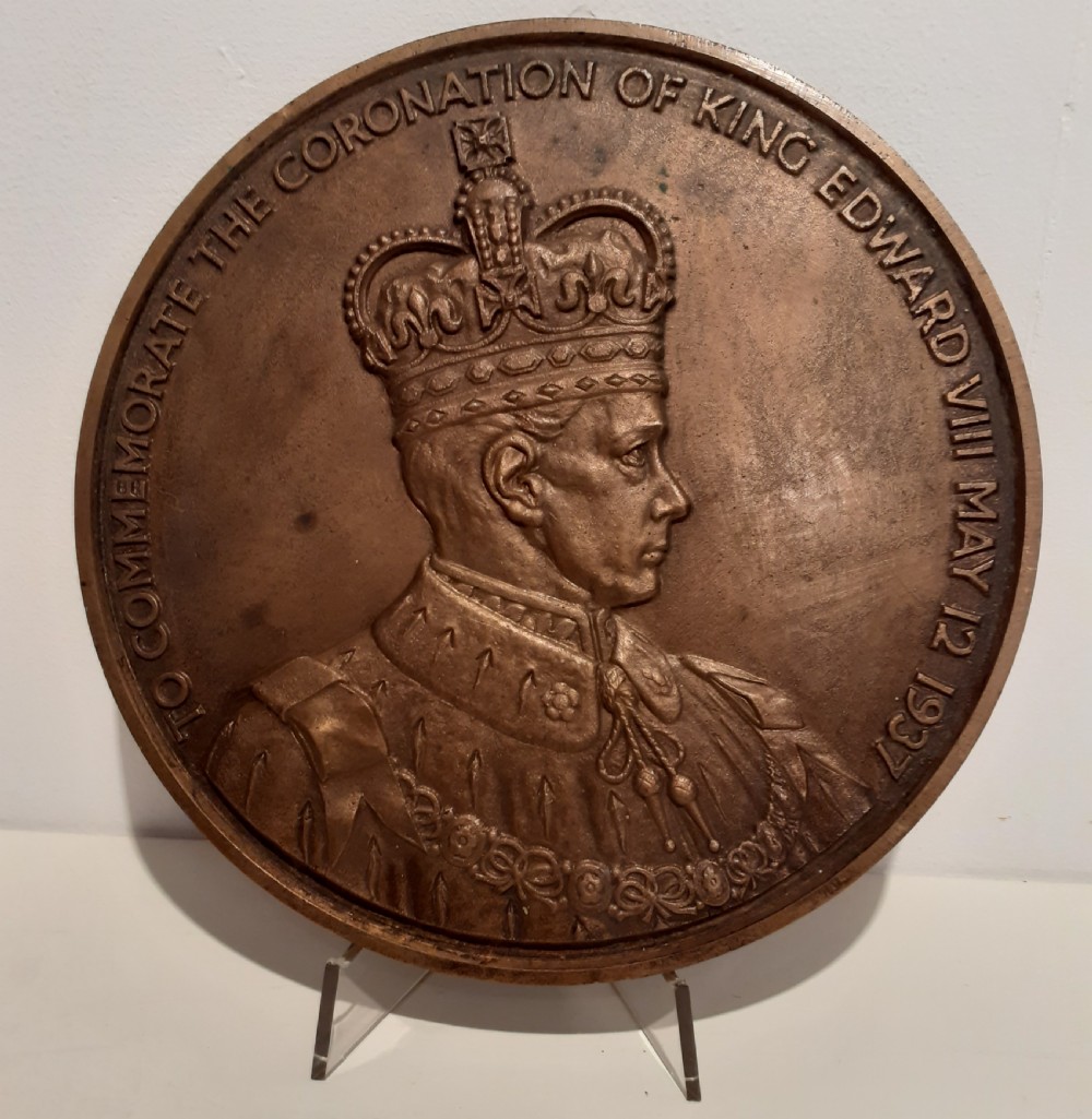 Large Edward VIII Coronation Brass Plaque 1937