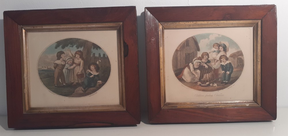 Pair of Stipple Prints in Sepia, 1780's