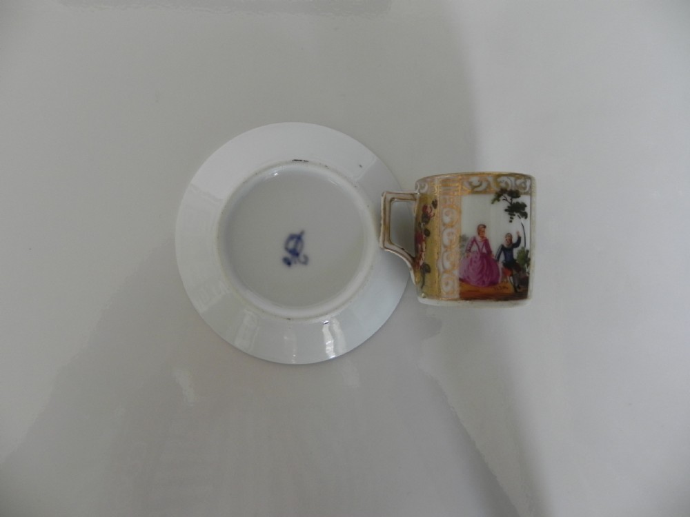 Miniature Meissen Cup & Saucer, Augustus Rex View II
