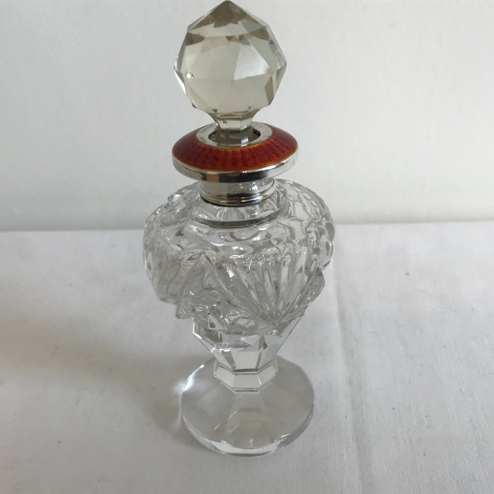 Art Deco Crystal & Silver Perfume Bottle 1929