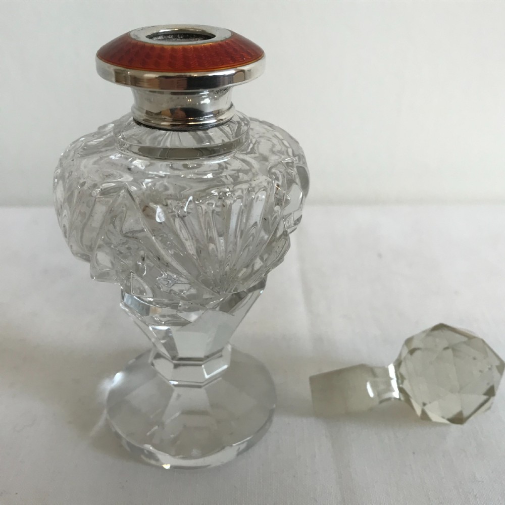 Art Deco Crystal & Silver Perfume Bottle 1929 View II