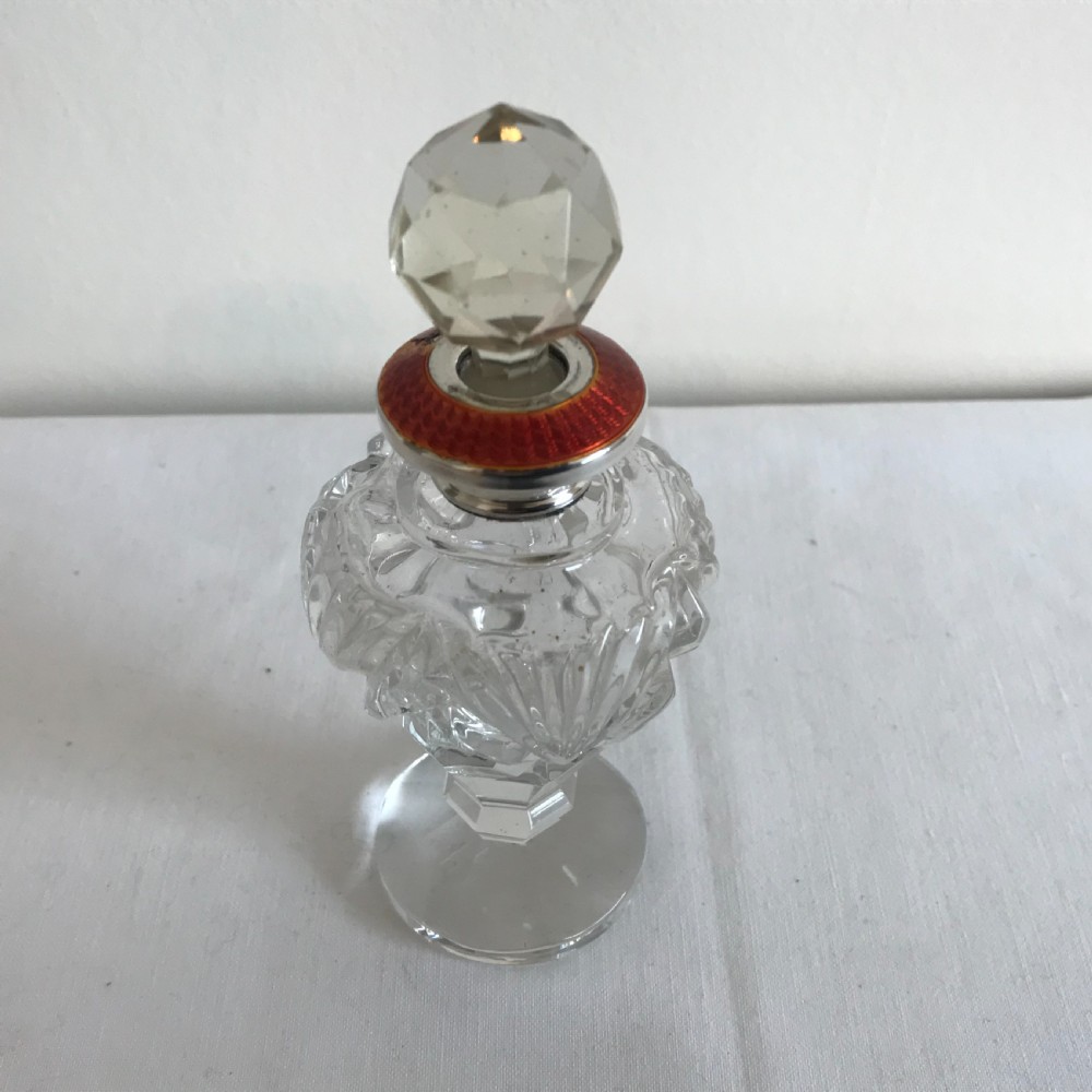 Art Deco Crystal & Silver Perfume Bottle 1929 View IV