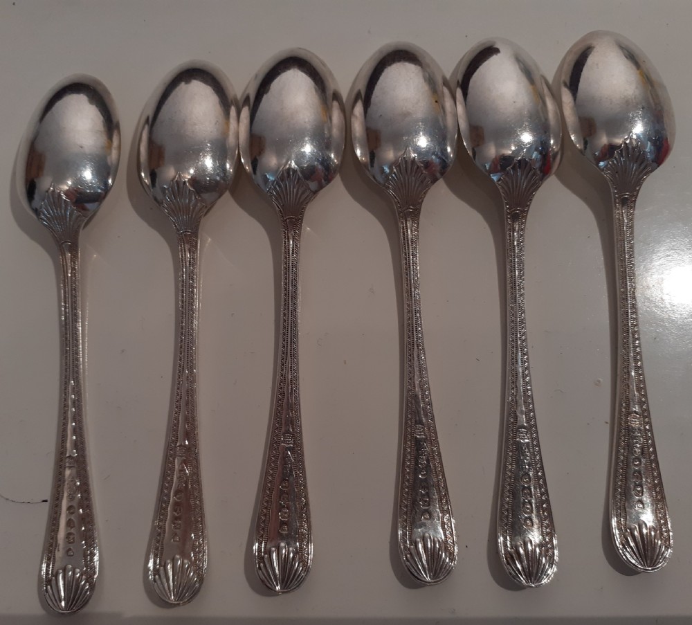 Six Silver Coffee Spoons, London 1886 View II