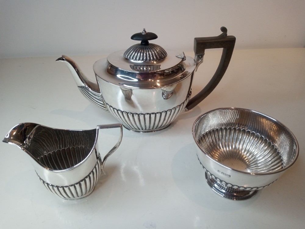 Matching Victorian/Edwardian Hallmarked Silver Teaset View II