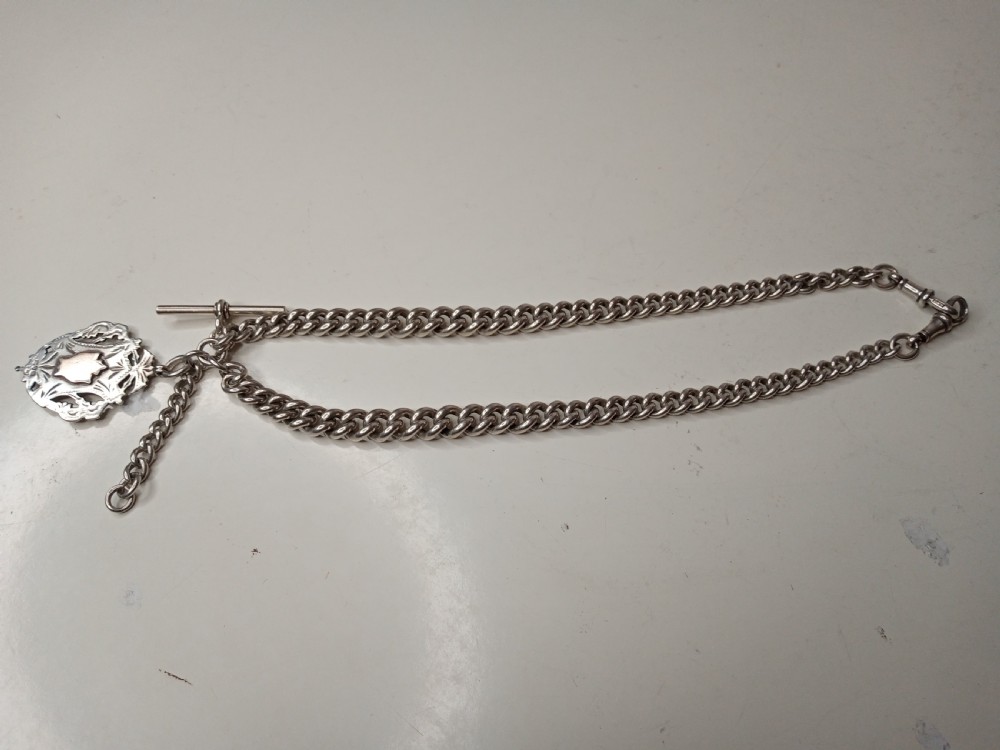 Sterling Silver FOB Chain with T-Bar and FOB. 1906 and 1913  View III