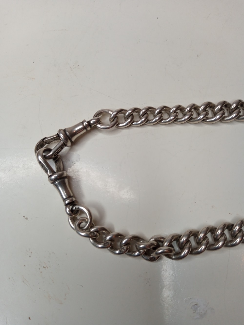 Sterling Silver FOB Chain with T-Bar and FOB. 1906 and 1913  View IV