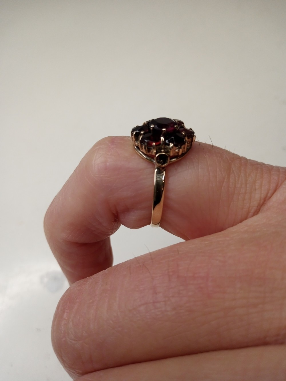 Nine Carat Gold Ring with Garnets