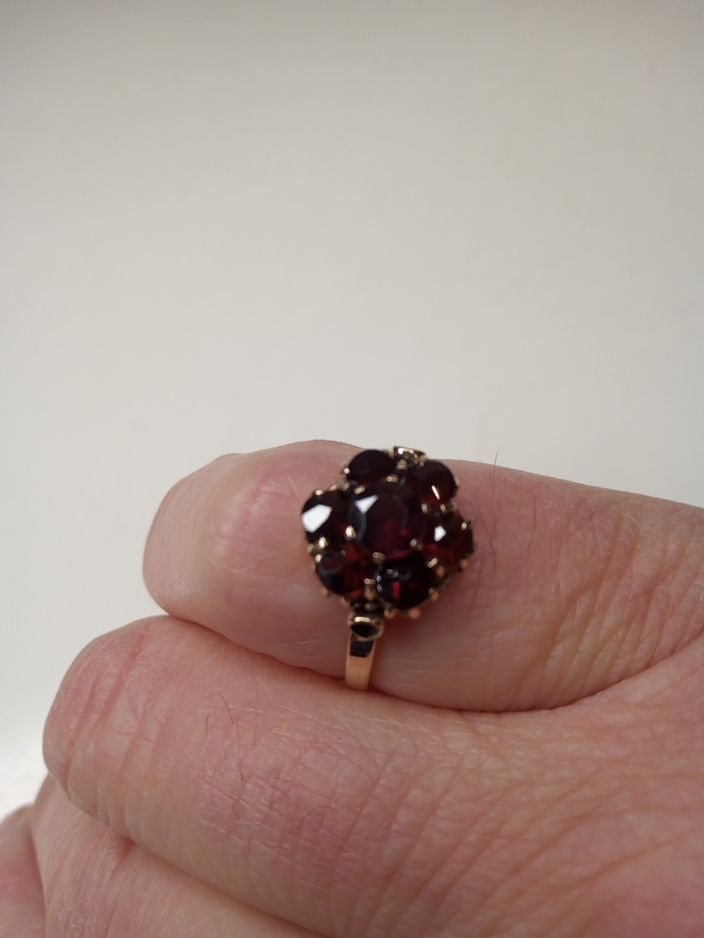 Nine Carat Gold Ring with Garnets View II