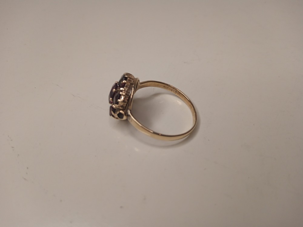 Nine Carat Gold Ring with Garnets View V