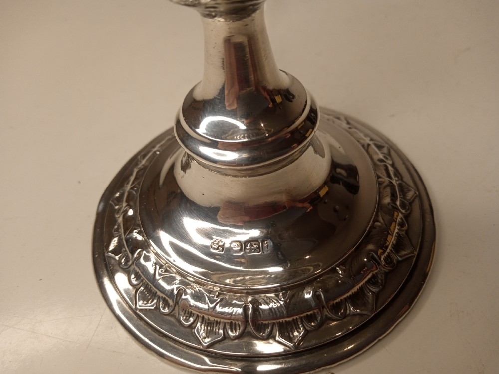 Pair of Sterling Silver Candlesticks, Hallmarked 1901 View VIII