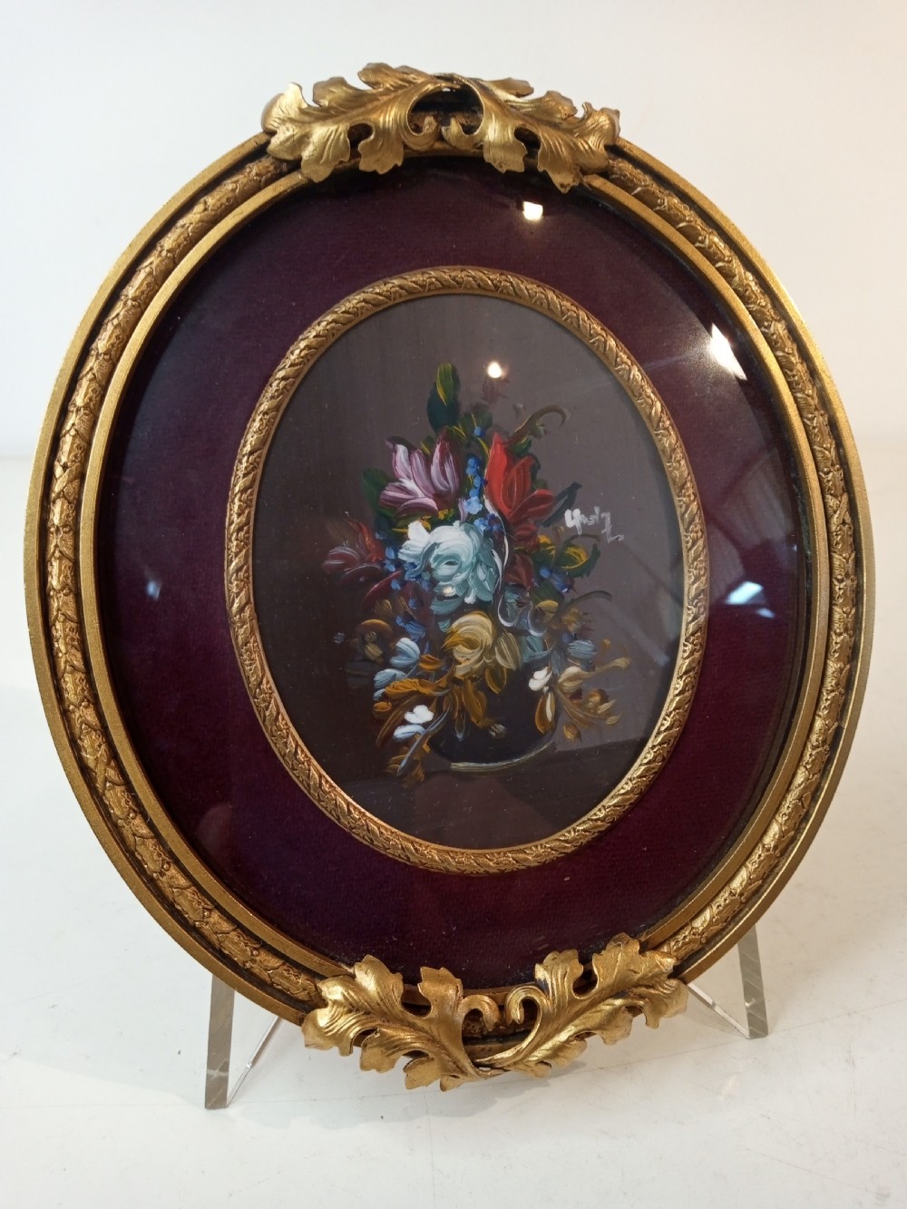 Miniature Oil-painting in gilded metal frame