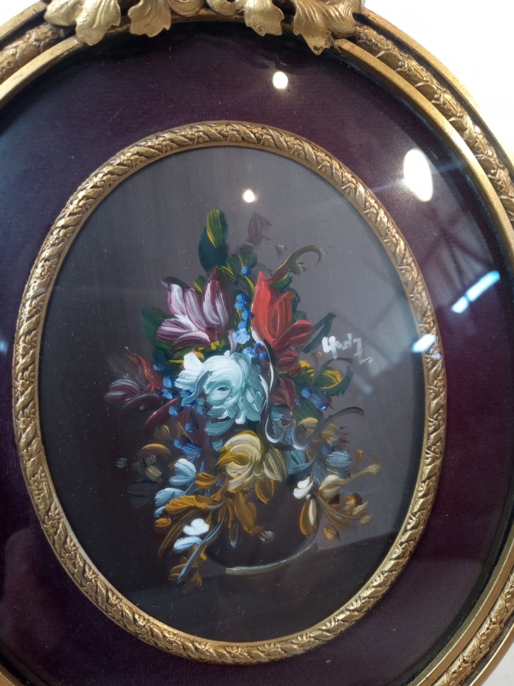 Miniature Oil-painting in gilded metal frame View II