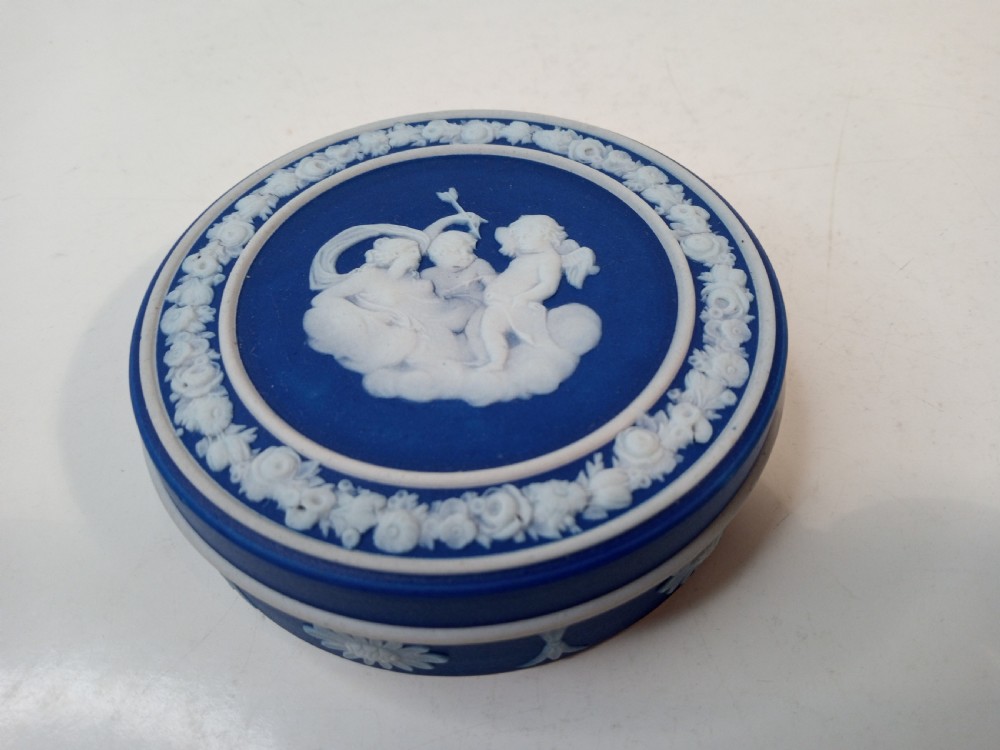 Early 1900's Dark Blue Wedgwood Trinket Box