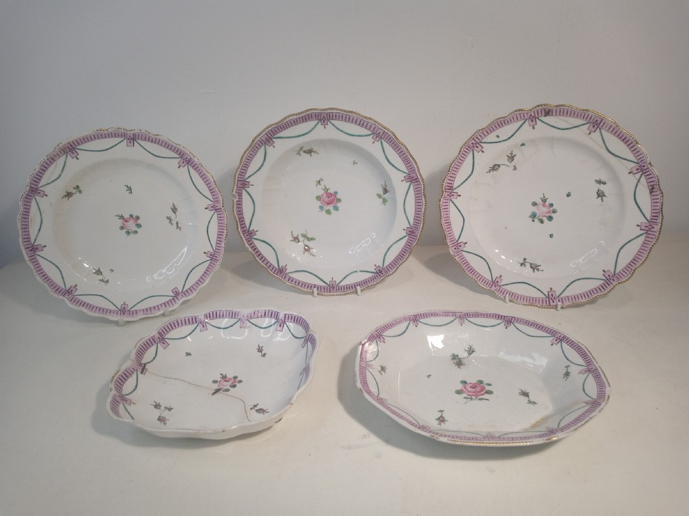 Five Georgian Chelsea Plates and Bowls from the 1750/60's