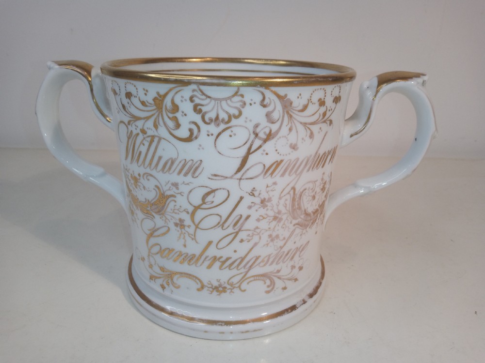  Large, hand painted Love Handle Mug from the 1850's View III