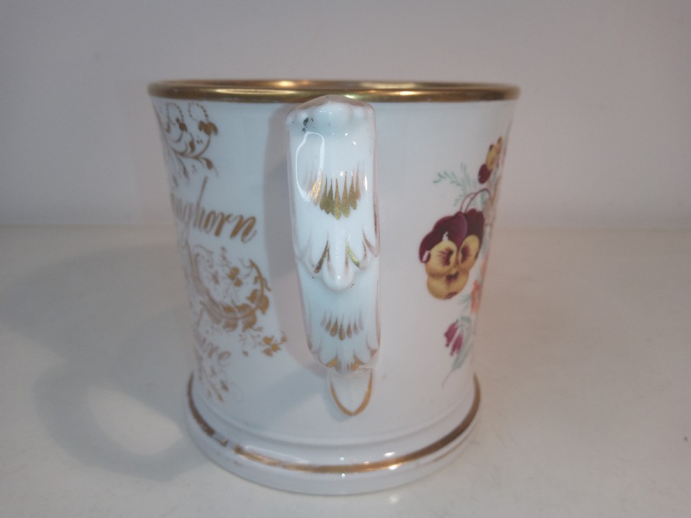  Large, hand painted Love Handle Mug from the 1850's View IV