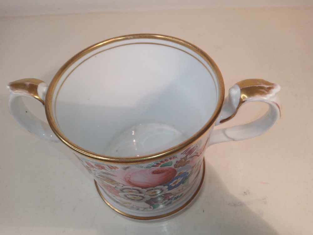  Large, hand painted Love Handle Mug from the 1850's View VII