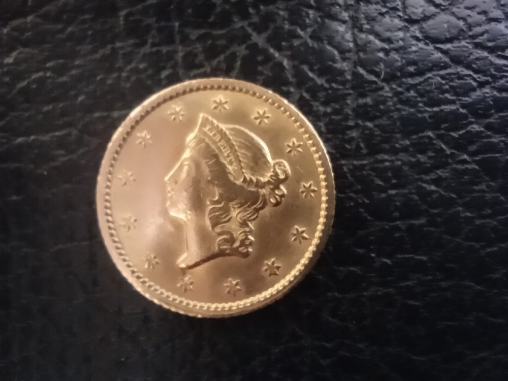 One US Gold Liberty Dollar 1853