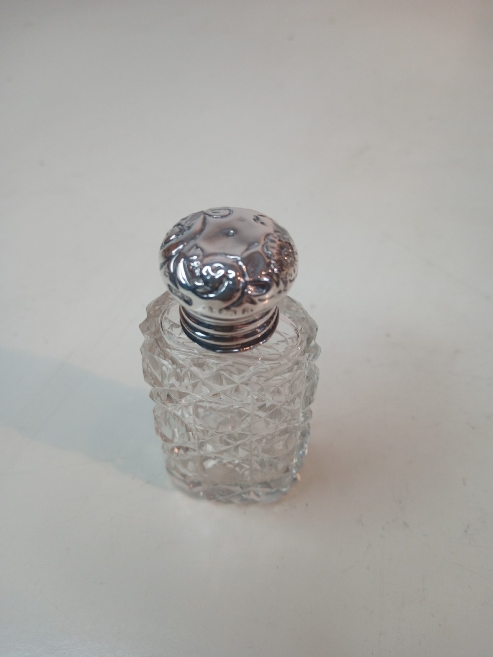Victorian Perfume Bottle with Silver Top