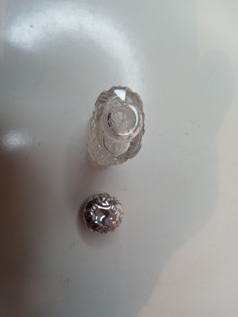 Victorian Perfume Bottle with Silver Top View III