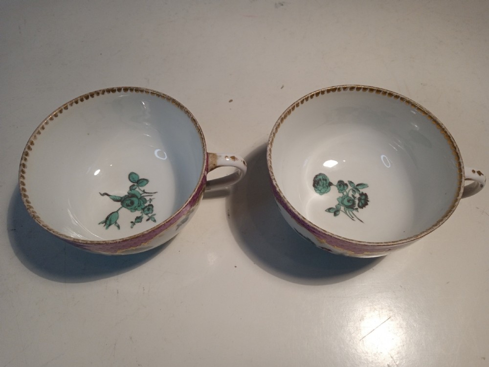 Pair of 1750/1760's hand painted Meissen Cups View IV