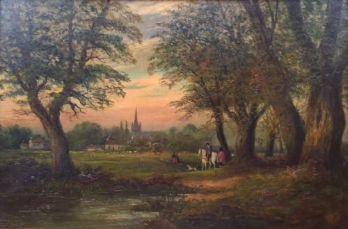 fig 1. Claude T Stanfield Moore Original Signed English Antique Oil Painting Birklands Nottinghamshire