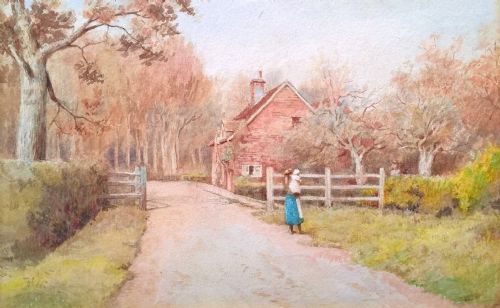 Helen Allingham Original Antique English Watercolour Painting Silent Pool Shere Surrey Exhibited Christopher Wood Gallery