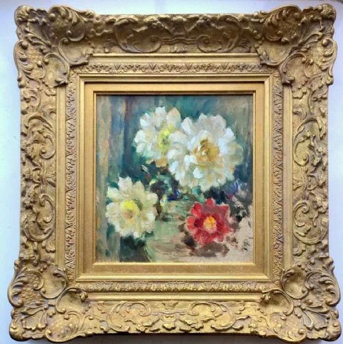 Owen Bowen Original Oil Painting Flowers Still Life & Gilt Frame with Provenance