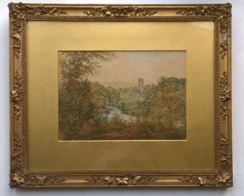 fig 1. John Pearson 1799 Signed Original Watercolour Painting Fountains Abbey Yorkshire