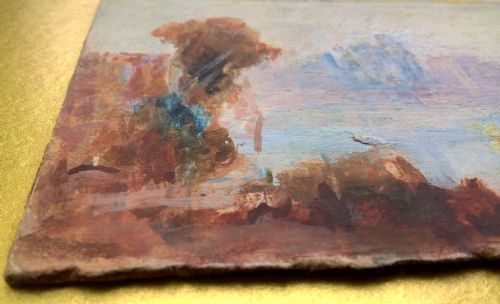 J M TURNER SIGNED DATED 1830 ORIGINAL ENGLISH ANTIQUE MINIATURE WATERCOLOUR PAINTING ON CARD LANDSCAPE IN THE MANNER OF JMW - ADDITIONAL PHOTO 4