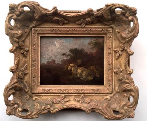 Peter Le Cave Signed Original 18th Century Oil Painting Sheep at Rest Landscape