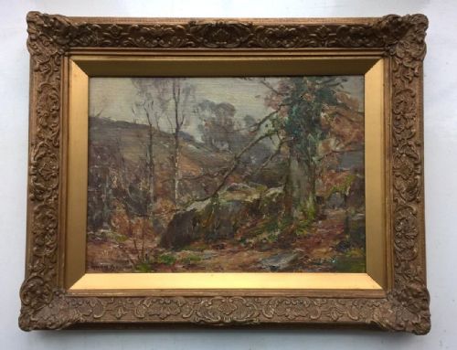 Owen Bowen Signed Original Vintage English Oil Painting Yorkshire Autumn Woodland Tree Landscape & Ornate Frame