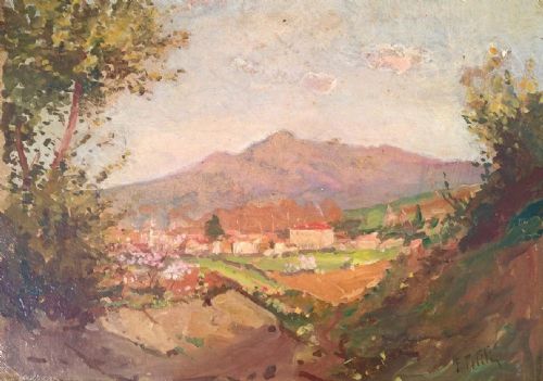 fig 1. Filiberto Petiti Signed Original Antique Italian Oil Painting Landscape Italy