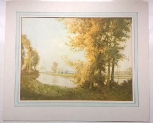 fig 1. William Tatton Winter RBA Signed Original Antique English Watercolour Painting River Landscape in Surrey, England