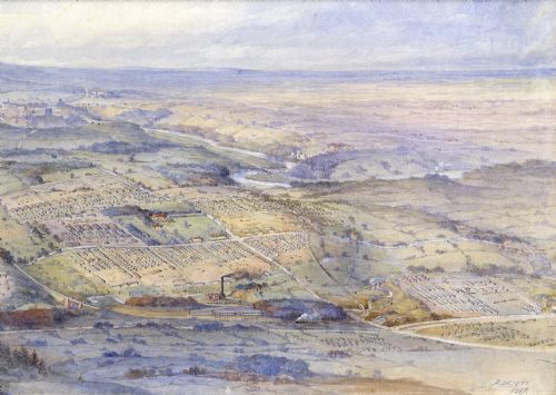 fig 1. RARE Historical Artwork 2 Signed A BRYETT Watercolour Paintings World War One WWI Soldiers Catterick Garrison Richmonshire