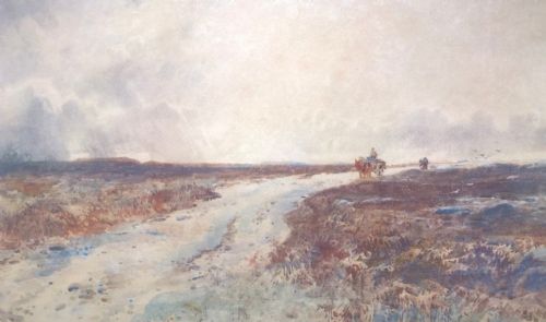 Attributed James Webb R.A. Signed Original Antique English Watercolour Painting Moorland & Wagon