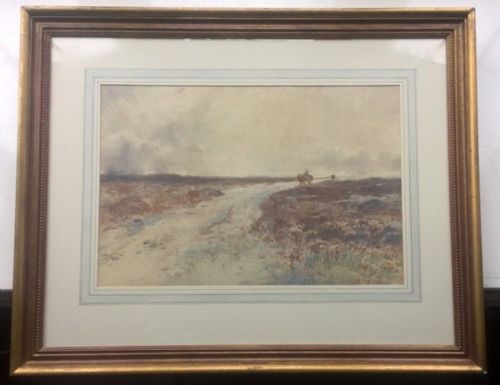 fig 1. Attributed James Webb R.A. Signed Original Antique English Watercolour Painting Moorland & Wagon
