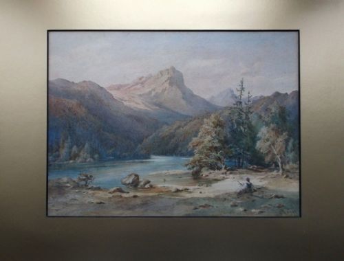 fig 1. James Baker Pyne (1800-1870) Original Signed English Antique Watercolour Painting Mountain landscape possibly Lake District