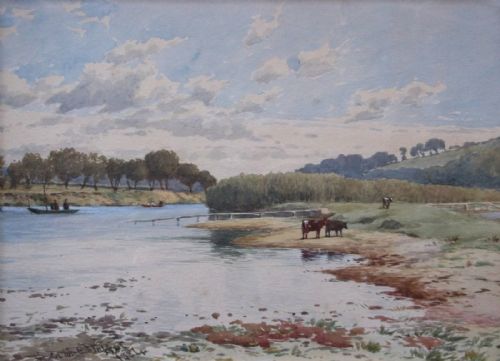fig 1. Arthur Elwell Moffat Signed Original Framed Antique Watercolour Painting titled verso