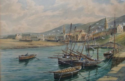 A D Bell (Wilfred Knox) Original Watercolour Painting Girvan Ayreshire, Scotland