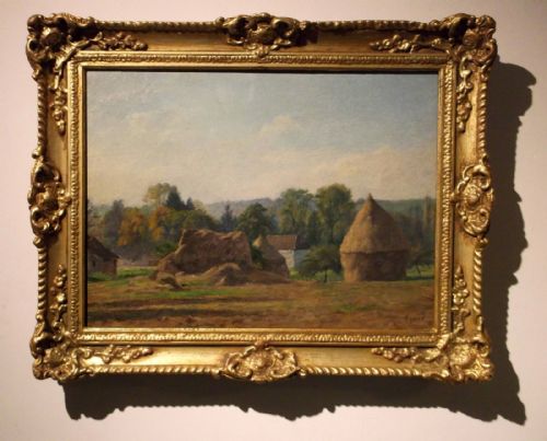 Charles Jean Agard, French 1866-1950 Fine Art Original Signed Oil Painting Hay Stack Farm Landscape