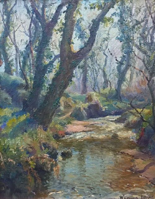 Denys Law Signed Original Oil Painting on Board Lamorna Cove Cornwall Cornish Landscape